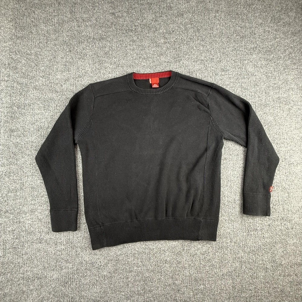 Vintage Levi's Sweater Mens Medium Black Crewneck Cotton Knit Pullover Hong Kong